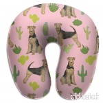 Travel Pillow Airedale Terrier Cactus Dog Breed Pink Memory Foam U Neck Pillow for Lightweight Support in Airplane Car Train Bus - B07VD516ZH